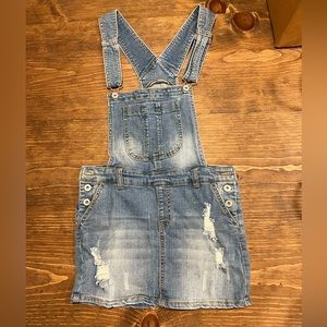 Overall mini jean dress